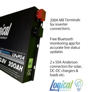 NZ Logical 200AH 650x65mm Slimline LiFePO4 Lithium Battery - Image 3