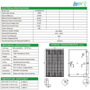 Alternative view of NZ 450W Monocrystaline Half Cell Solar Panel