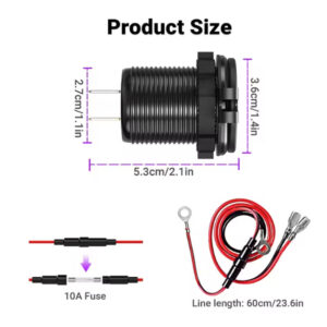 NZ Logical 12V 24V 60W Fast Charging Triple Aluminum USB Socket with Switch - Image 3