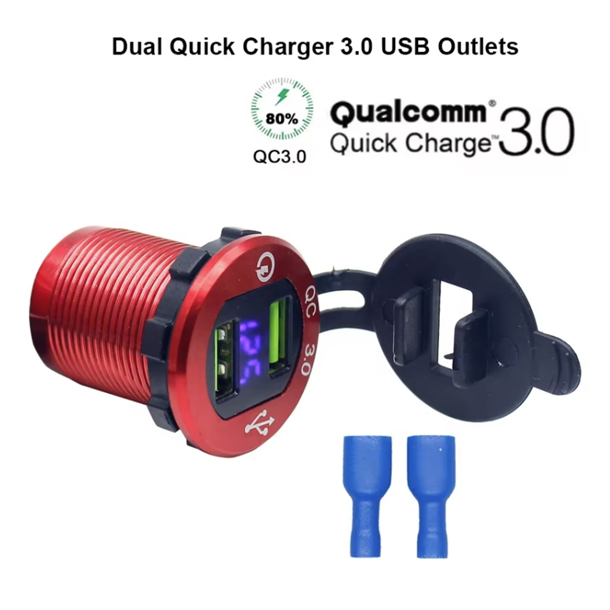 NZ Logical 12V 24V Fast Charging Dual USB outlet Aluminum with Voltmeter - Image 2